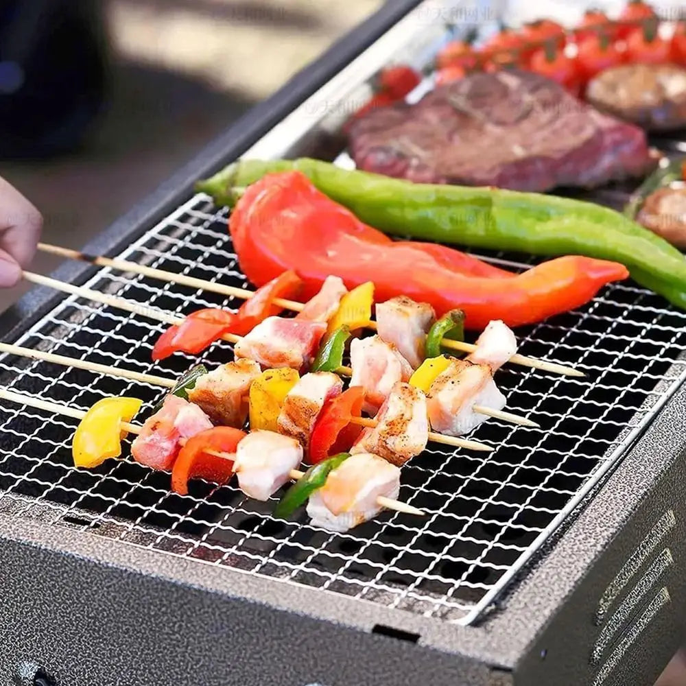 New Stainless Steel Grill Rack Grids Reusable Nonstick BBQ Roasting Rack Rectangular Grill Grate Mesh Pads Oven
