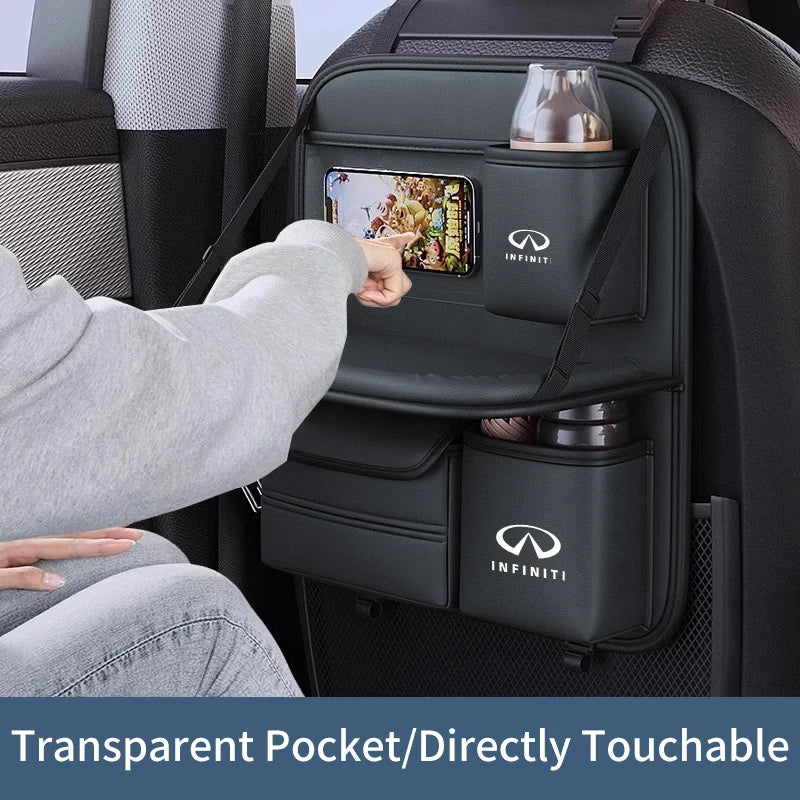 For Infiniti Q50 Q30 QX70 FX50S Q60 Q70 QX80 QX30 EX FX J Car Storage Bag Foldable Rear Seat Table Board Tissue Storage Box