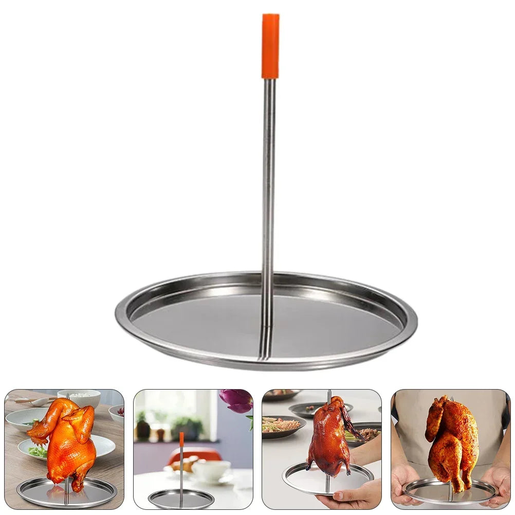 Stainless Steel Vertical Skewer Stand for Roasting Meat Steak Whole Chicken Tacos Al Pastor Shawarma Kebabs