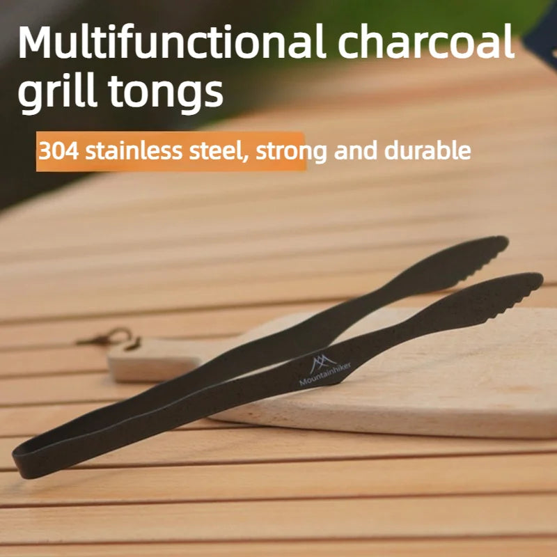 304 Stainless Steel Tongs Portable Lightweight Camping Grill Clip Outdoor Barbecue Meat Food Clamp Travel Picnic Cooking Utensil