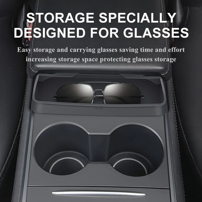 For Tesla 2023 Model 3 Model Y Central Control Armrest Glasses Pocket Accessories 2023 Glasses Case Silicon Storage Casket