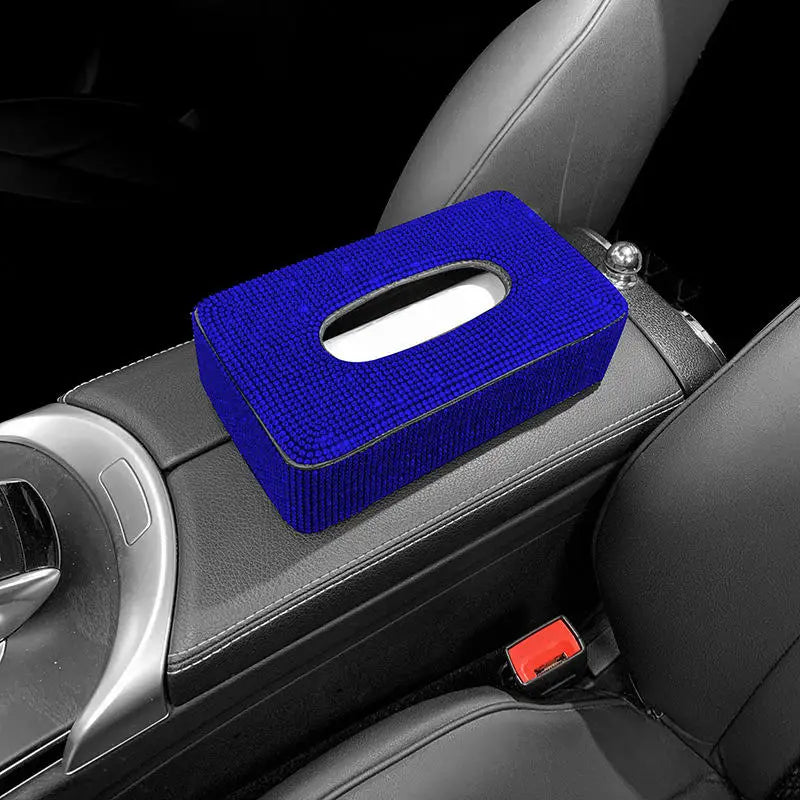 New Luxury Rhinestone Car Tissue Box Holder Block-type Tissue Box for Center Console Armrest Box Seat Back Bling Car Accessories