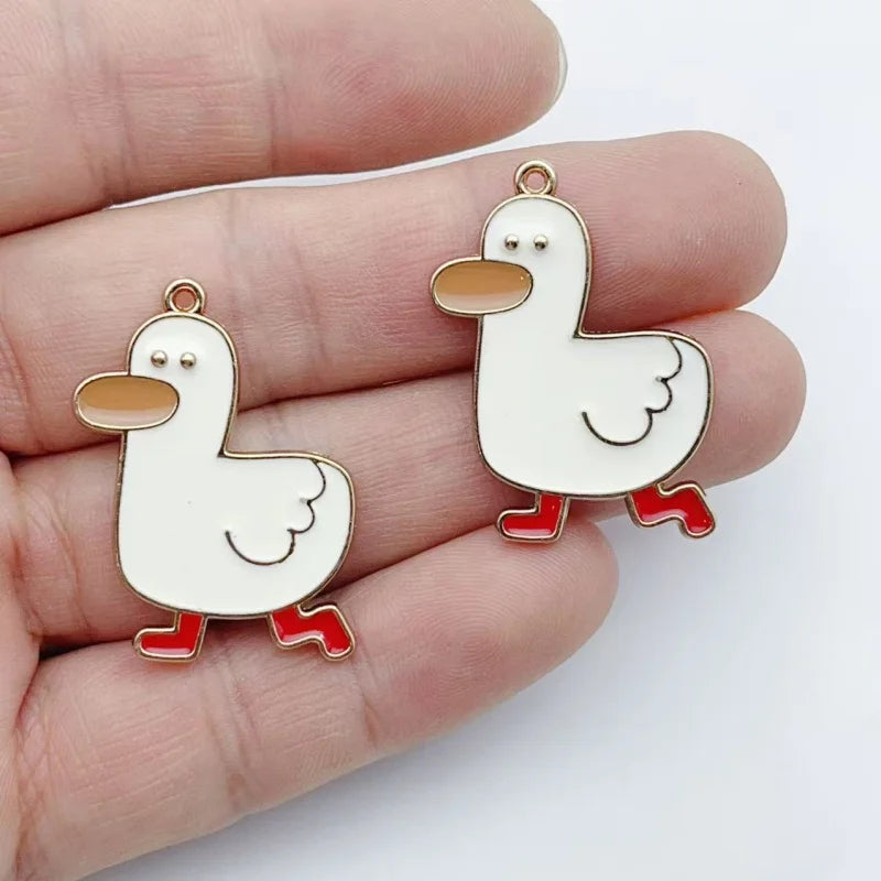 10pcs Cartoon Duck Charm Jewelry Accessories Diy Making Enamel Necklace Earring Pendant Keychain Charms Alloy Metal