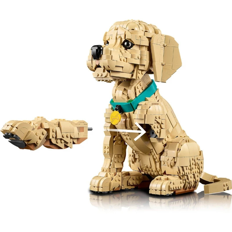New Cute Golden Retriever Puppy Dog Building Blocks Compatible Model Suitable for Children's Birthday Gift Toys