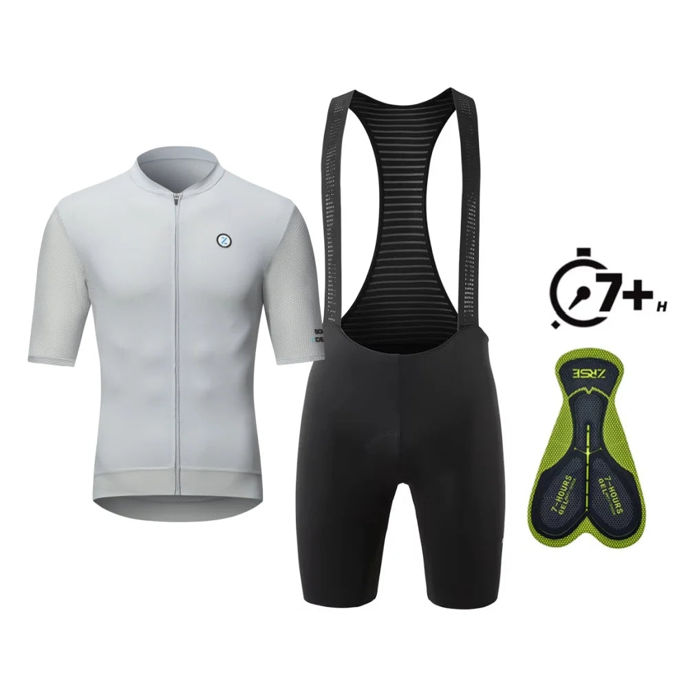ZRSE Men's Short Sleeve Jersey & Padded Bib Shorts Set Quick Dry Breathable Lean Lightweight for Road Bike MTB Gym Sports
