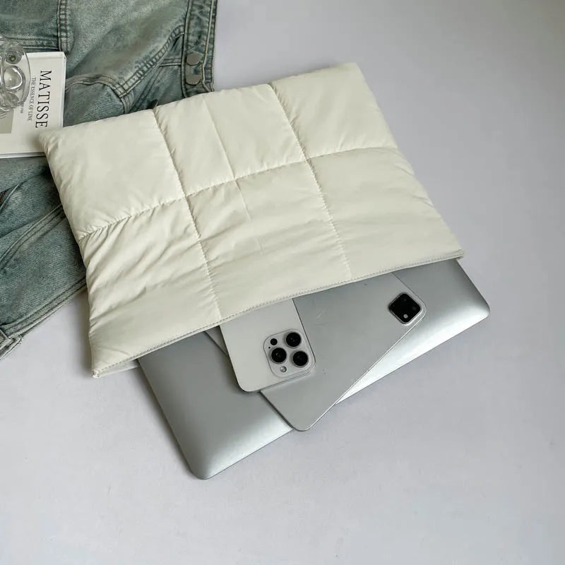 Korean Cross Border Puff  Laptop Bag  for Macbook Shockproof Hand Carry Clutch Bag Comfortable and Versatile Texture Pillow Bag