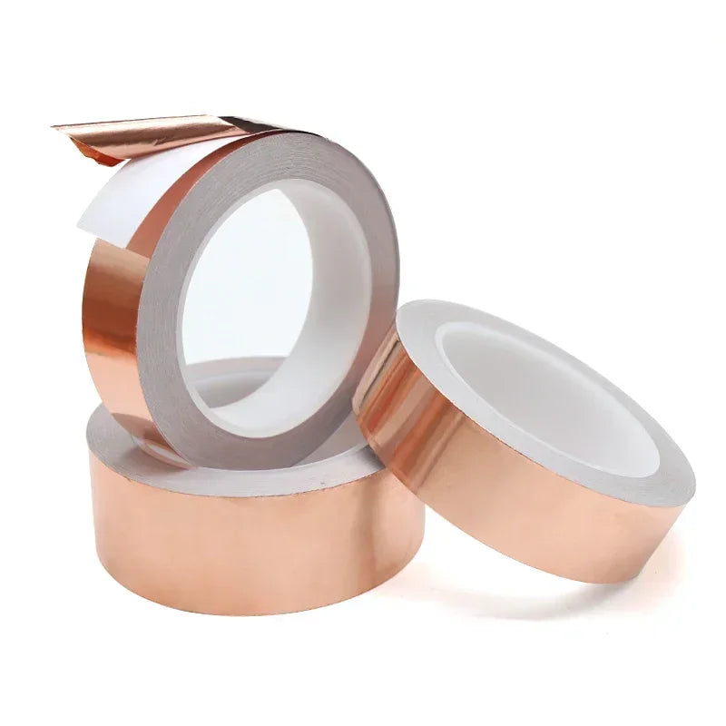 Length 20M Adhesive Conductive Copper Foil Tape 5/6/8/10/15/20/25/30/35/40/45/50mm Single/Double Sided Conduct Copper Foil Tapes