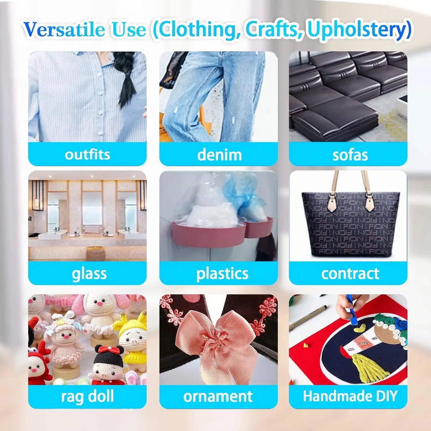 No Sew Fabric Adhesive for Clothing Repair, Quick Bond Fabric Glue for Denim Jeans Hem Patch DIY Crafts Washable Textiles Repair