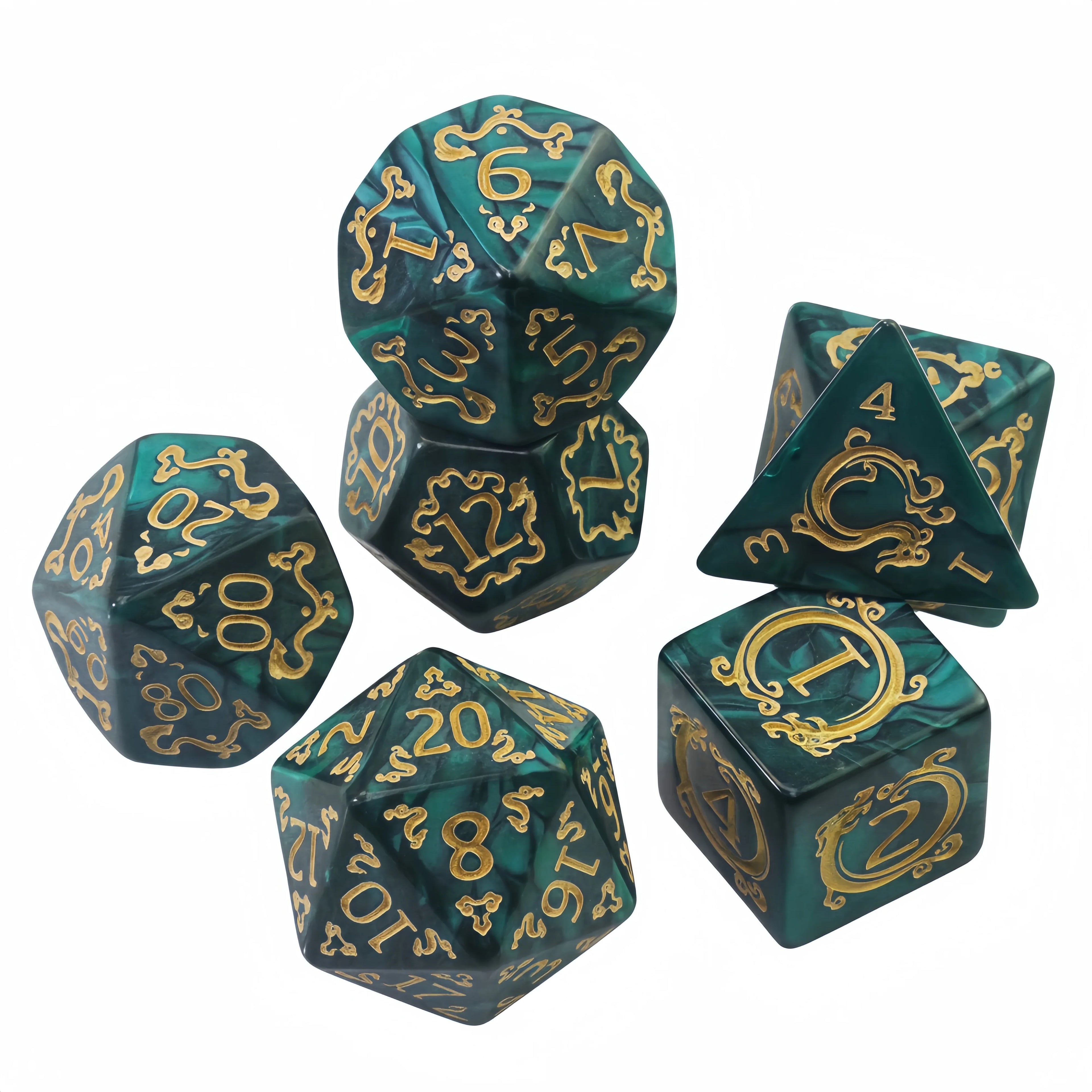 DND Dice Set, 7pcs Polyhedral Dice Marble Effect for D&D Role Playing Game, Club Party DND RPG Board Game Accessories