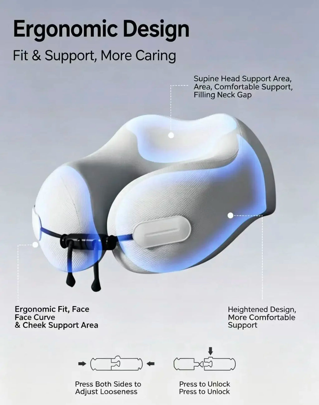 U-Shape Comfort Airplane Travel Pillow With Snap Button Coussin Travel Pillow U Shaped Travel Healthcare Memory Foam Neck Pillow