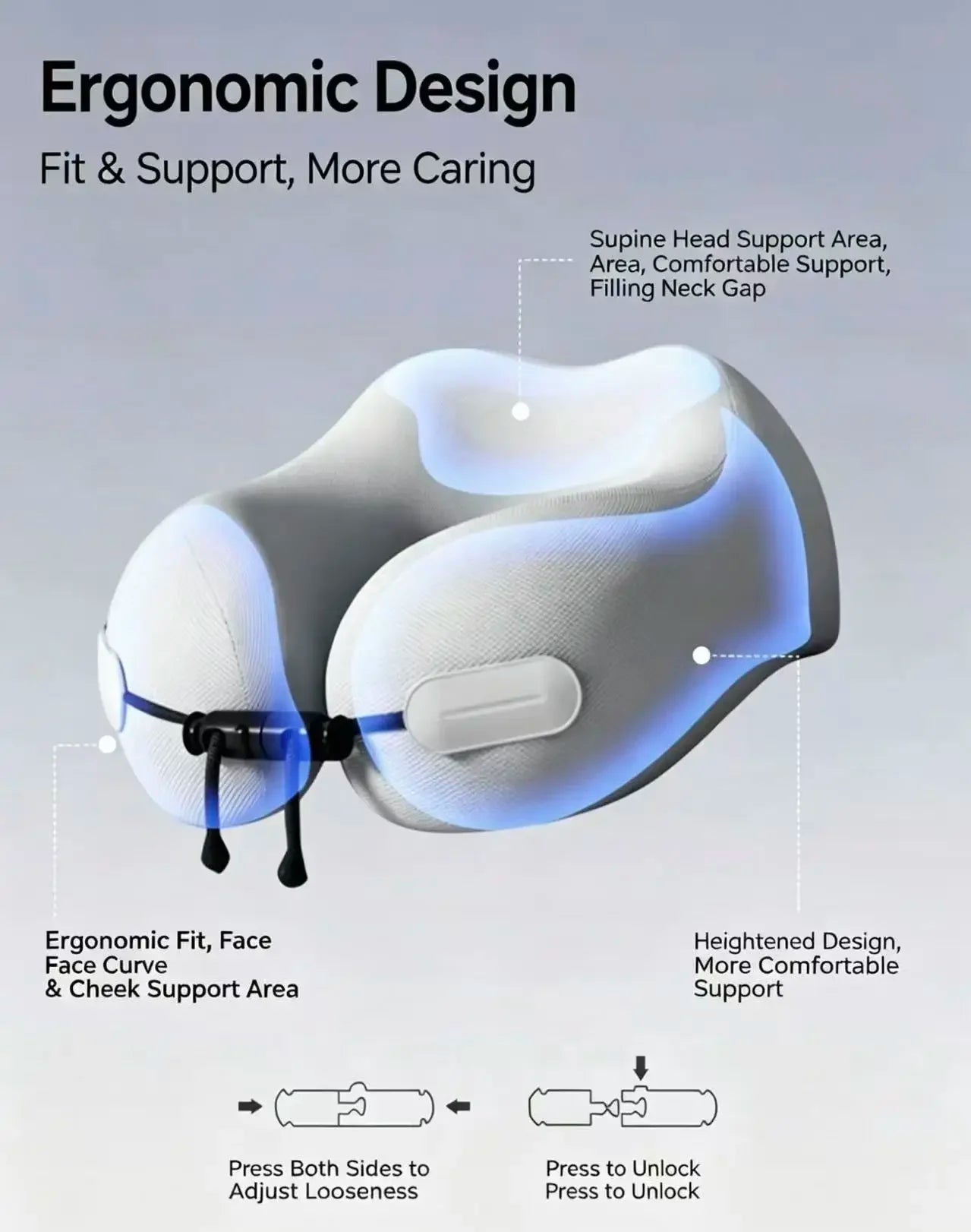 U-Shape Comfort Airplane Travel Pillow With Snap Button Coussin Travel Pillow U Shaped Travel Healthcare Memory Foam Neck Pillow