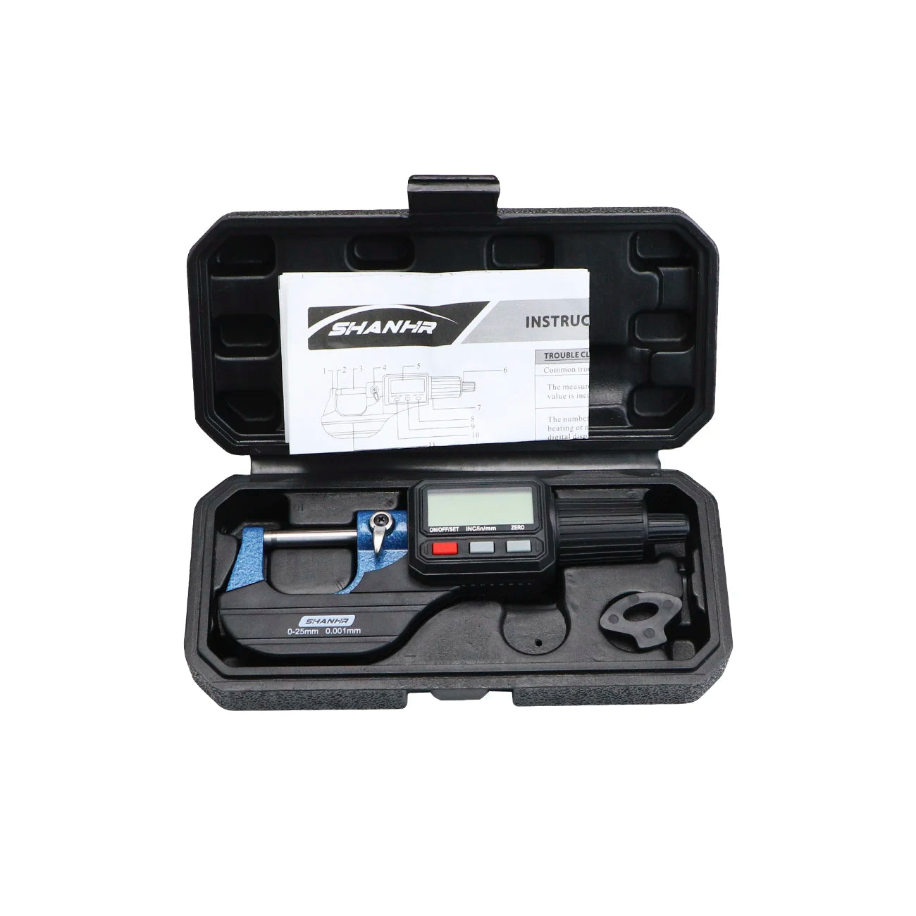 SHANHR 0-25mm Digital Micrometer Metric Inch Conversion ABS Function Large LCD Display Precision Micrometer Measuring Tool