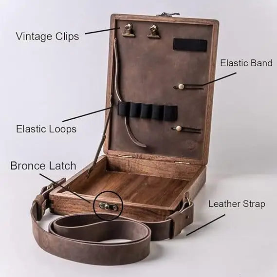 New Retro Nostalgic Writers Wood Box Bags Women Wood Messenger Bags Outdoor Multi-functional Sketch Bags Tool Storage Box Bags