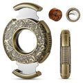 Cigar Cutter Guillotine Bronze Engraved Cigar Straight Cutter Round Shape Double Stainless Steel Blade Cigar Clipper