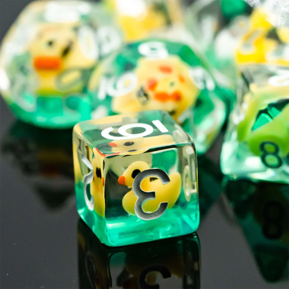 Cusdie Animal DnD Dices Cute Resin 7Pcs Various D4 D6 D8 D10 D% D12 D20  Polyhedral Dice Set for D&D Role Playing Board Games
