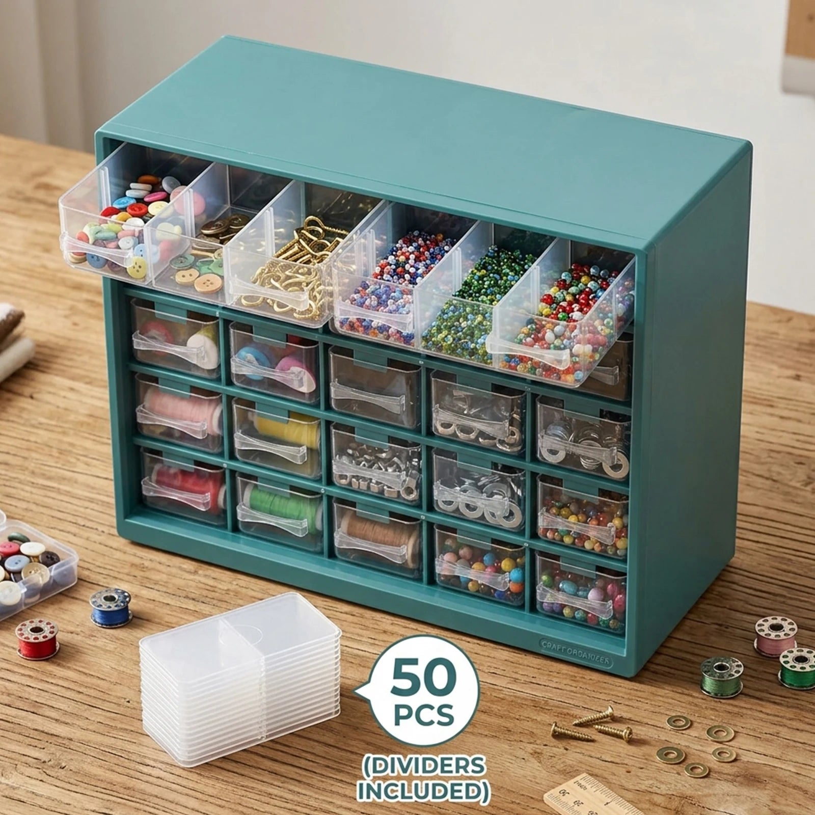 Hardware Storage Organizer, 25 Grids Drawer Parts Cabinet, Plastic Hardware Storage Organizer for Nuts Bolts Crafts Tool
