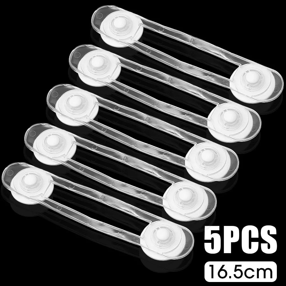 5Pcs Self Adhesive ABS Plastic Transparent Child Safety Lock Fridge Cabinet Door Anti-pinch Buckle Furniture Drawer Fixed Locks