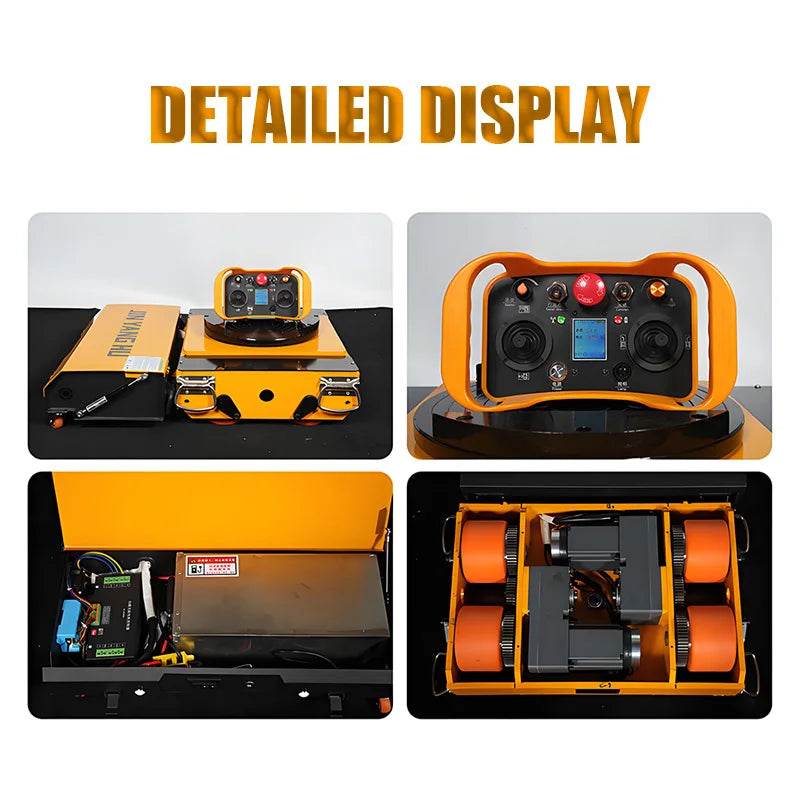 10-60T Wireless Electric Remote Control Heavy Cargo Roller Dolly Moving Transport Trolley for Machinery Workshop Construction