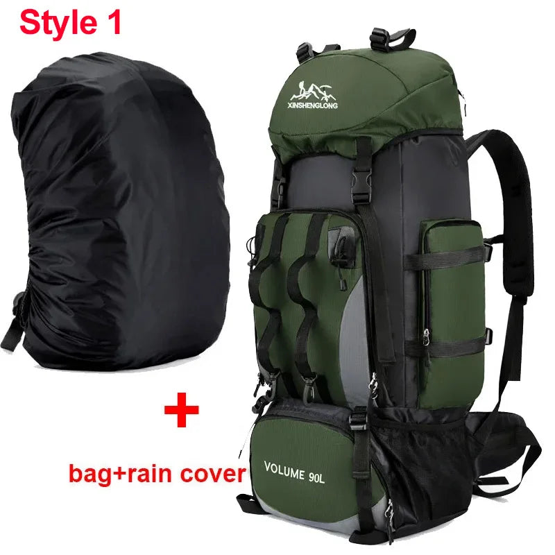 90L Waterproof Hiking Camping Backpack Trekking Bag Rucksack Large Capacity Travel Outdoor Sports Bags Camping Equipment Men