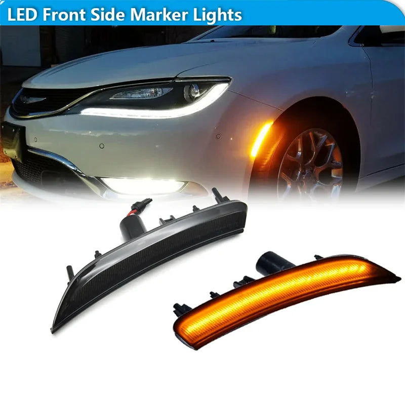 For Chrysler 200 2015 2016 2017 Car Front Bumper Side Marker Indicator LED Lights Turn Signal Lights Parking/Driving Lights 12V