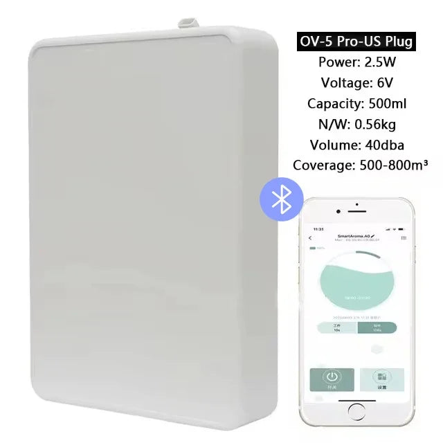 Smart Essential Oil Battery Diffuser Bluetooth App Control Coverage 500m³ Wall Mounted Aroma Diffuser Scent Machine Hotel Home