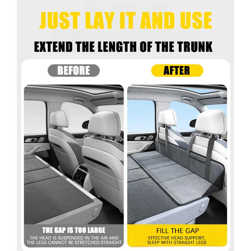 Car Rear Seat Extension Mattress Suv Skin-Friendly Flannel 4-Layer Non-Inflatable Travel Bed Universal for Traveling/Camping