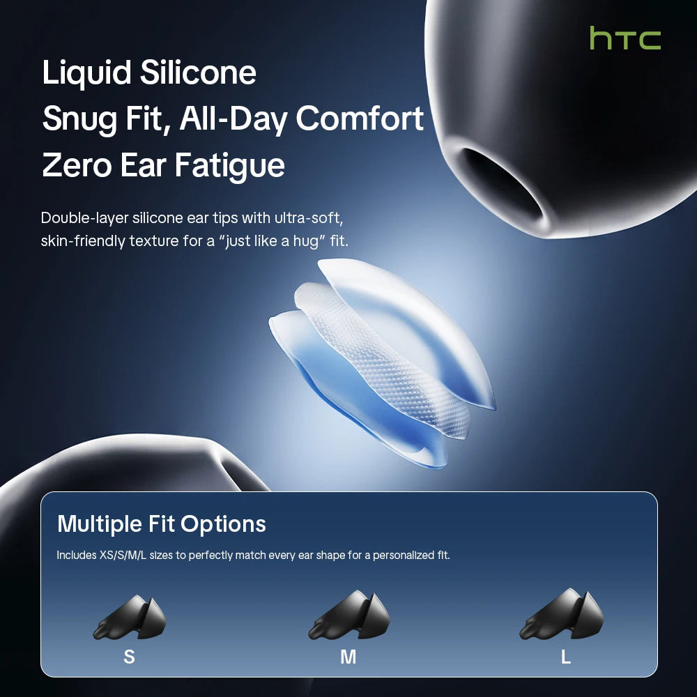 HTC NE92 TWS Earphones Bluetooth 5.4 ANC Active Noise Cancelling ENC HD Call HiFi Stereo Deep Bass with Mic for iPhone Android