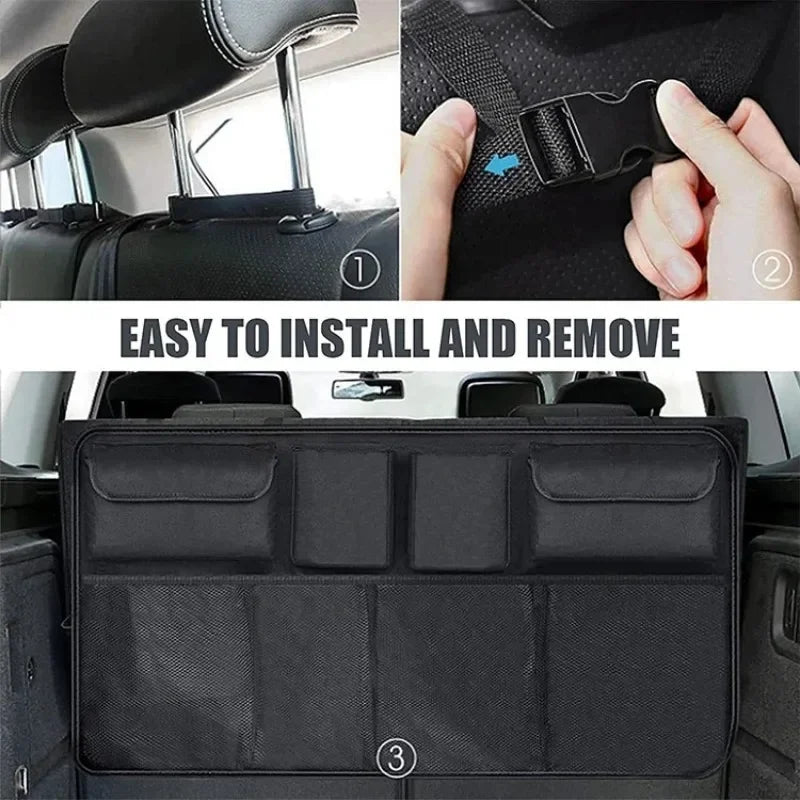 Car Rear Racks Storage Bag Net Adjustable Trunk Storage Bag Net High Capacity Hanging Organizers Automobile Interior Accessories