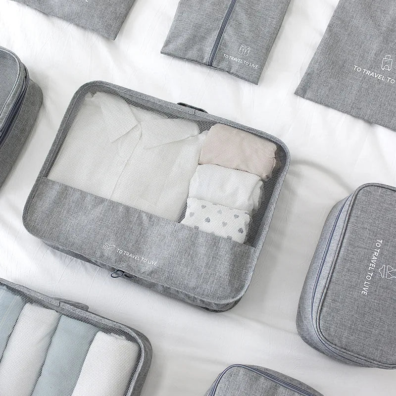 Travel Luggage Organizer Set with Mesh Window and Zipper Closure Lightweight Packing Cubes for Suitcase Storage Daily Use