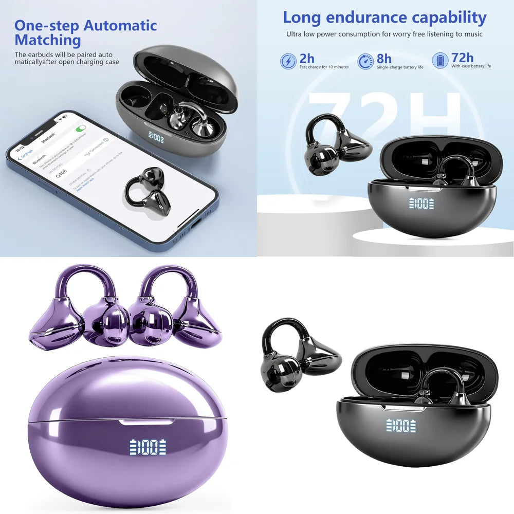 BT 5.4 Wireless Ear Phone Deep Bass Stereo Clear Calls Earbuds with LED Display Clear Calls Headphone for Business Electronics