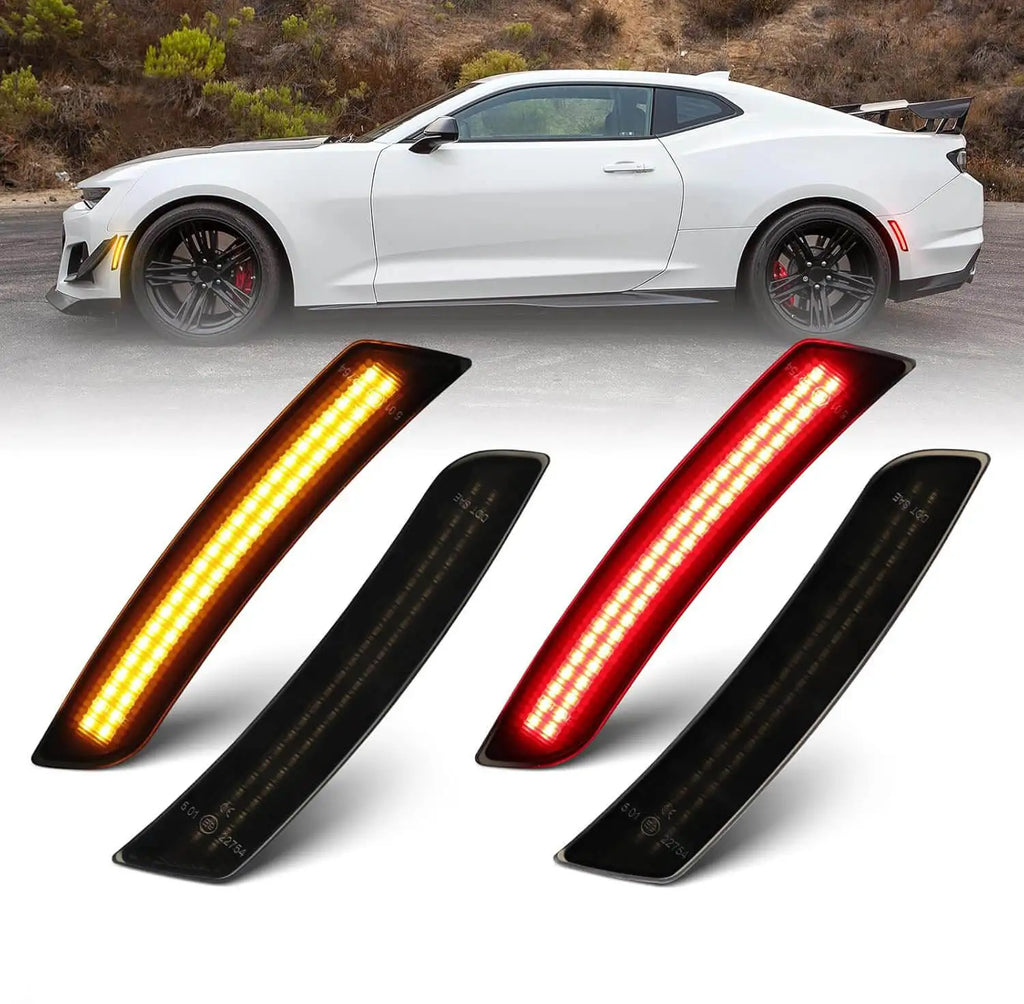 For Chevy Camaro Front Rear Side Marker Light Assemblies LED Car Lights for Chevrolet Camaro 2015-2023 Smoked Lens Fender Light