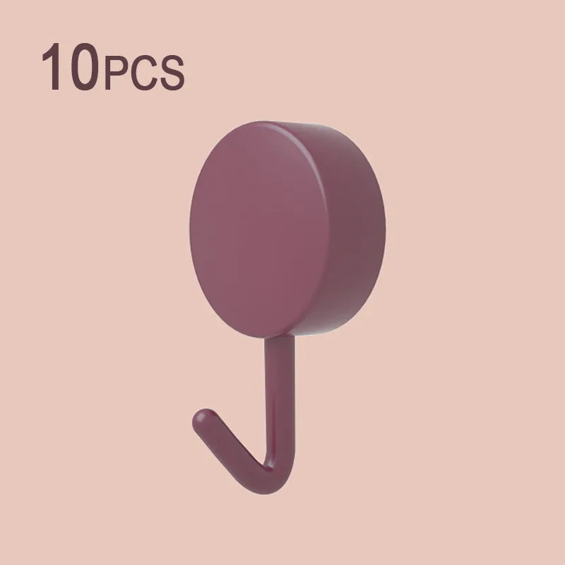 10Pcs Self Adhesive Wall Hook Strong Without Drilling Coat Bag Bathroom Door Kitchen Towel Hanger Hooks Home Storage Accessories
