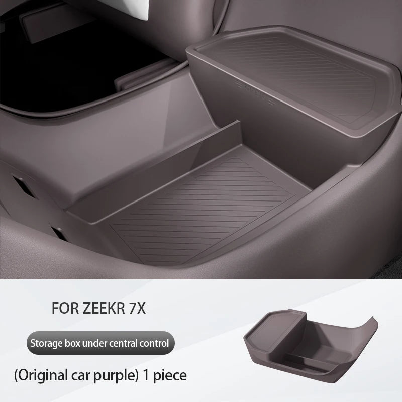 For ZEEKR 7X 2025 The storage box below the center console Double-layer silicone storage box Car interior accessories