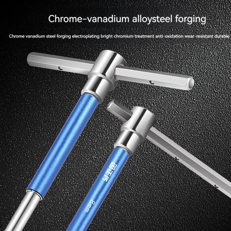 T-Type Hex Torque Wrench Mechanical Workshop Hand Tools Elongated Rotating Hexagonal Sliding Rod Screwdrivers 2-10mm