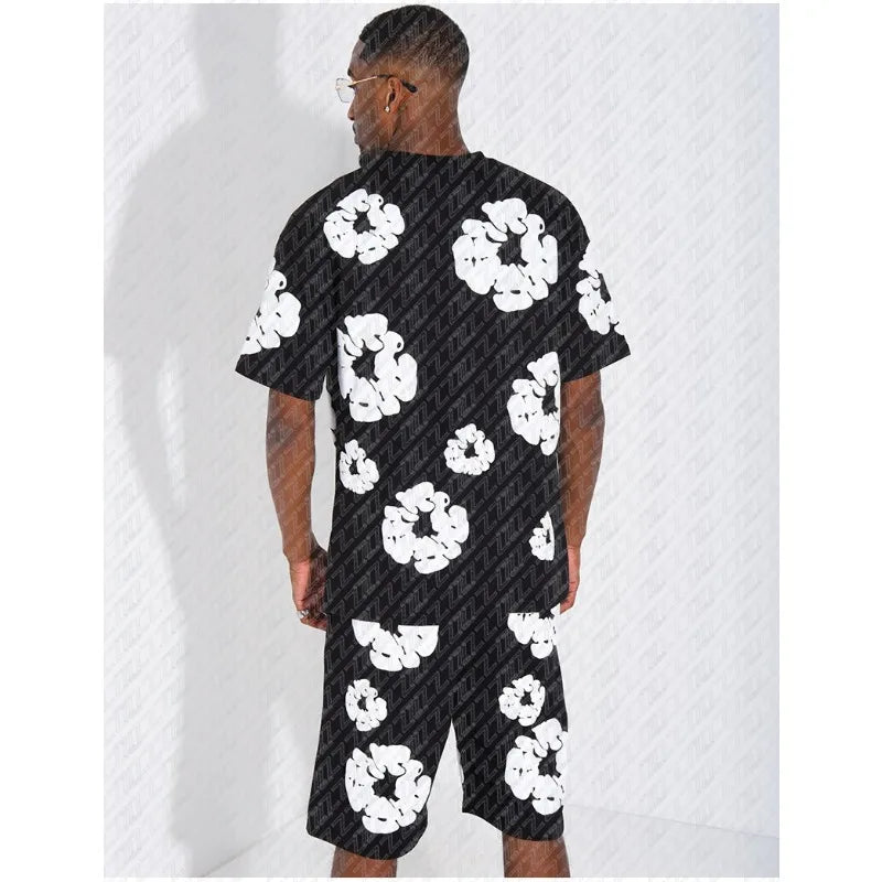 Popular Cultural Clothing, Men's T-shirt Sets, Floral Printed Clothing, A Must-have for Men, Hot Selling, Limited Edition Sales