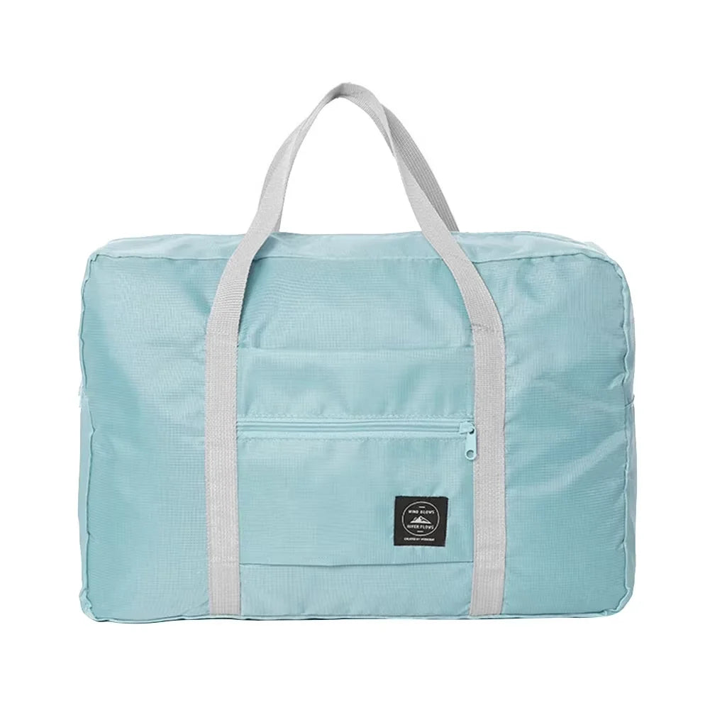 Solid Color Waterproof Folding Travel Bag Lightweight Large Capacity Luggage Bag