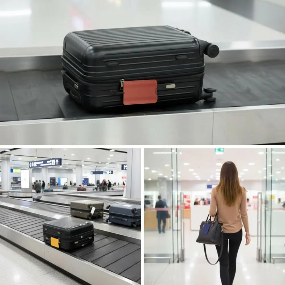 PU Leather Pull out Luggage Tag Soft Red Color Luggage Label Straps Backpack Accessories Name ID Address Tags Travel Accessories