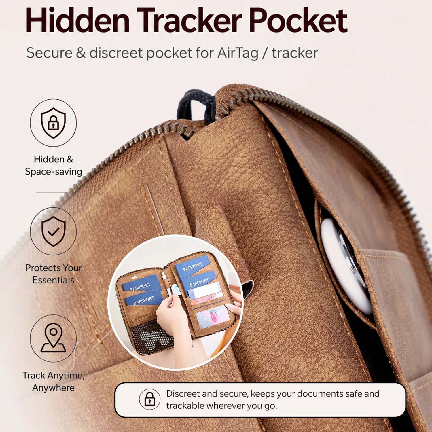 Travel Family Passport Holder RFIDShielded Large-Capacity Document Zippered Storage Wallet PU Clutch Bag Unisex Travel Accessory