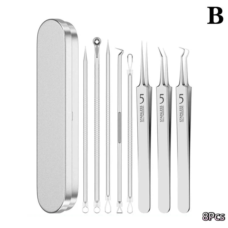 7/8Pcs Blackhead Remover Kit Professional Blackhead  Needle Skin Care Tools Stainless Steel Pimple Extraction Tools