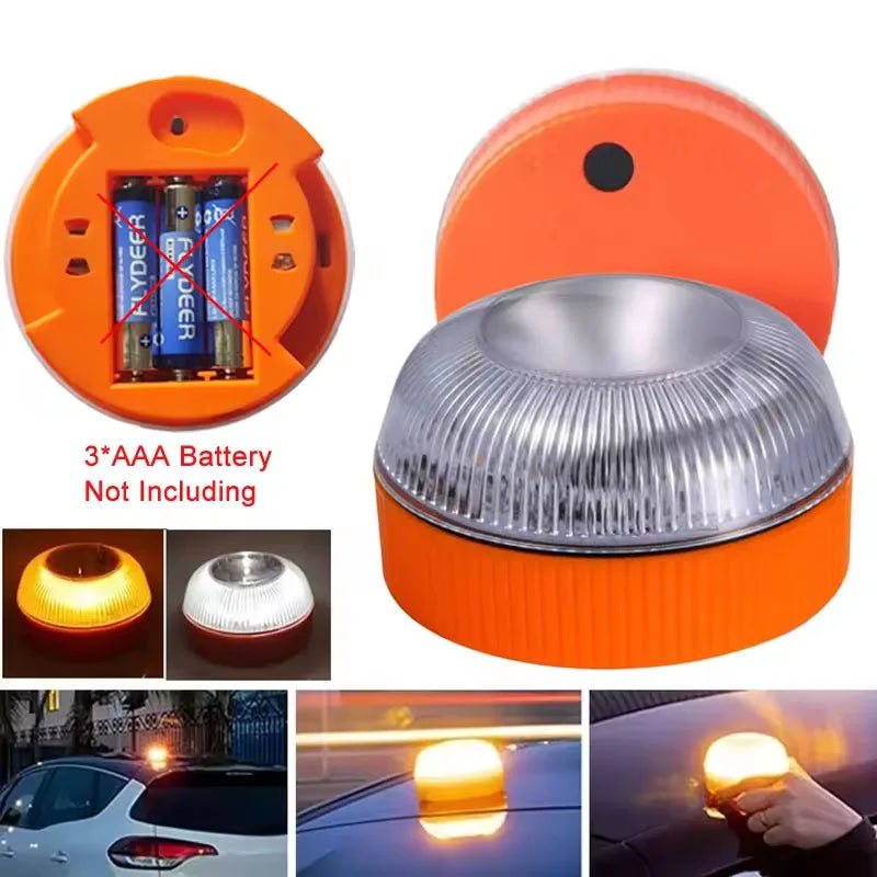 Led Car Strobe Warning Light Portable Emergency Light Magnetic Induction Road Accident Light Safety Accessory Flashing Light