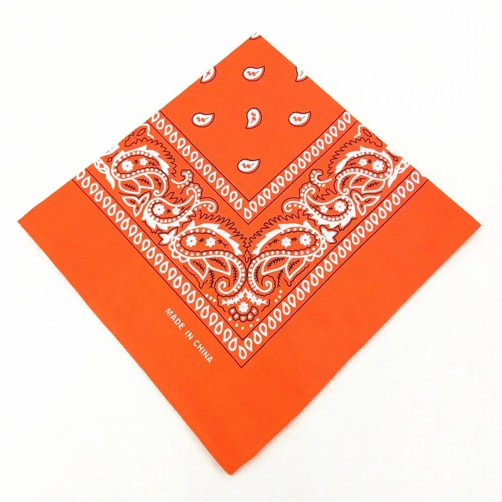 1/2PCS Fashion Hip Hop 100% Cotton Bandana Square Scarf 55cm*55cm Black Red Paisley Headband Printed For Women/Men/Boys/Girls