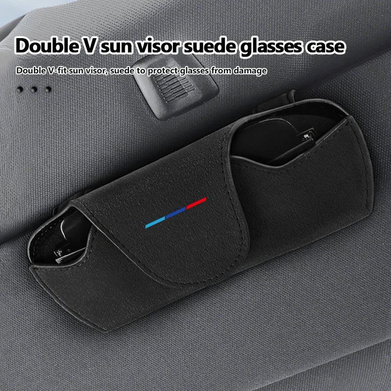 Suede Car Eyeglass Case Sun Visor Glasses Holder Magnetic Clips For BMW 1 3 5 Series X1 X3 X4 X5 X7 G20 G38 F20 F39 F48 E46