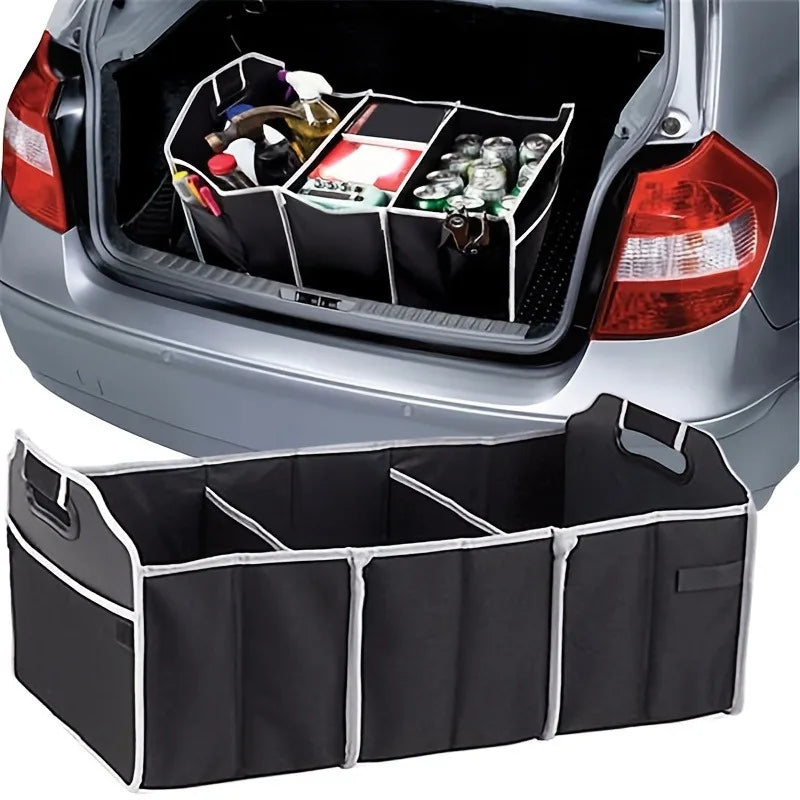 Versatile Canvas Car Trunk Organizer - Foldable Storage Box For Vehicle Essentials