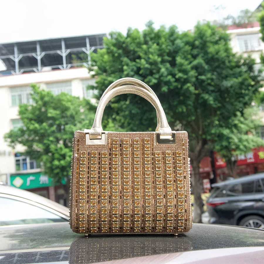 Banquet diamond bag metal cheongsam bag handbag retro small square bag