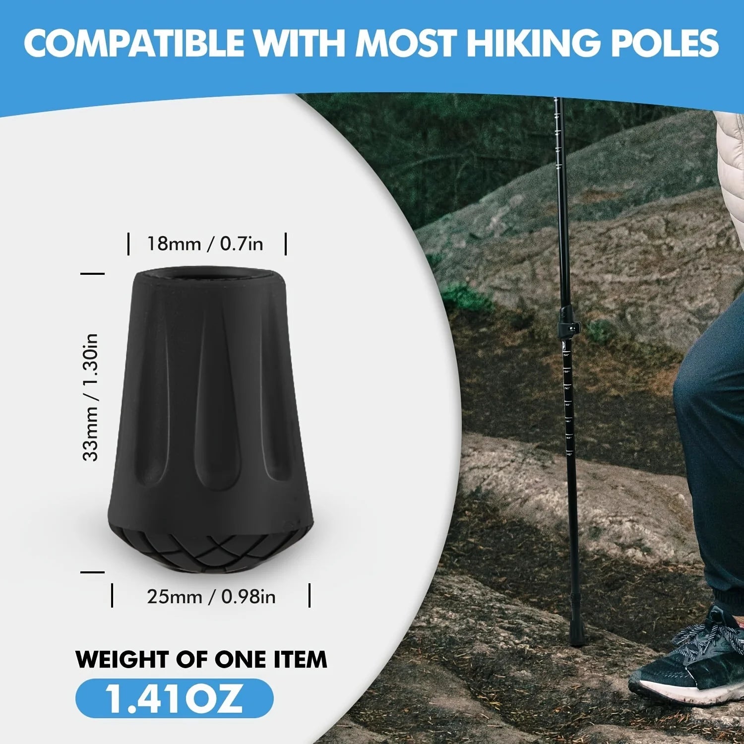 1-5Pcs Universal Trekking Pole Tips Replacement Protectors Walking Stick Tips Rubber Cane Tips Ski Tip Protector Accessories