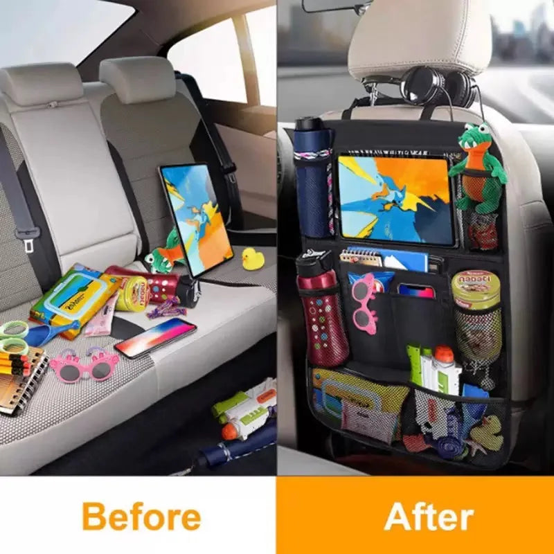 Car Seat Storage Hanging Bag, Back Seat Storage Bag, Rear Seat Oxford Cloth Anti-Kick Tablet Hanging Bag