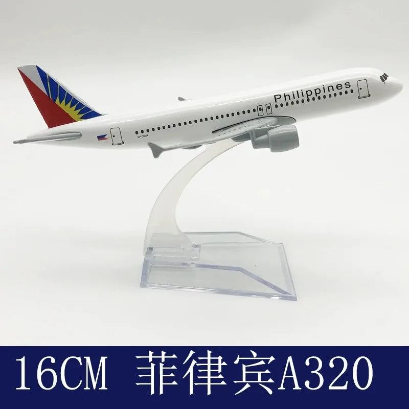 Toy 16CM A320 Series Aircraft Model Diecast Alloy Airplane ﻿320 1/400 Scale With Plane Base Adult Children Gift