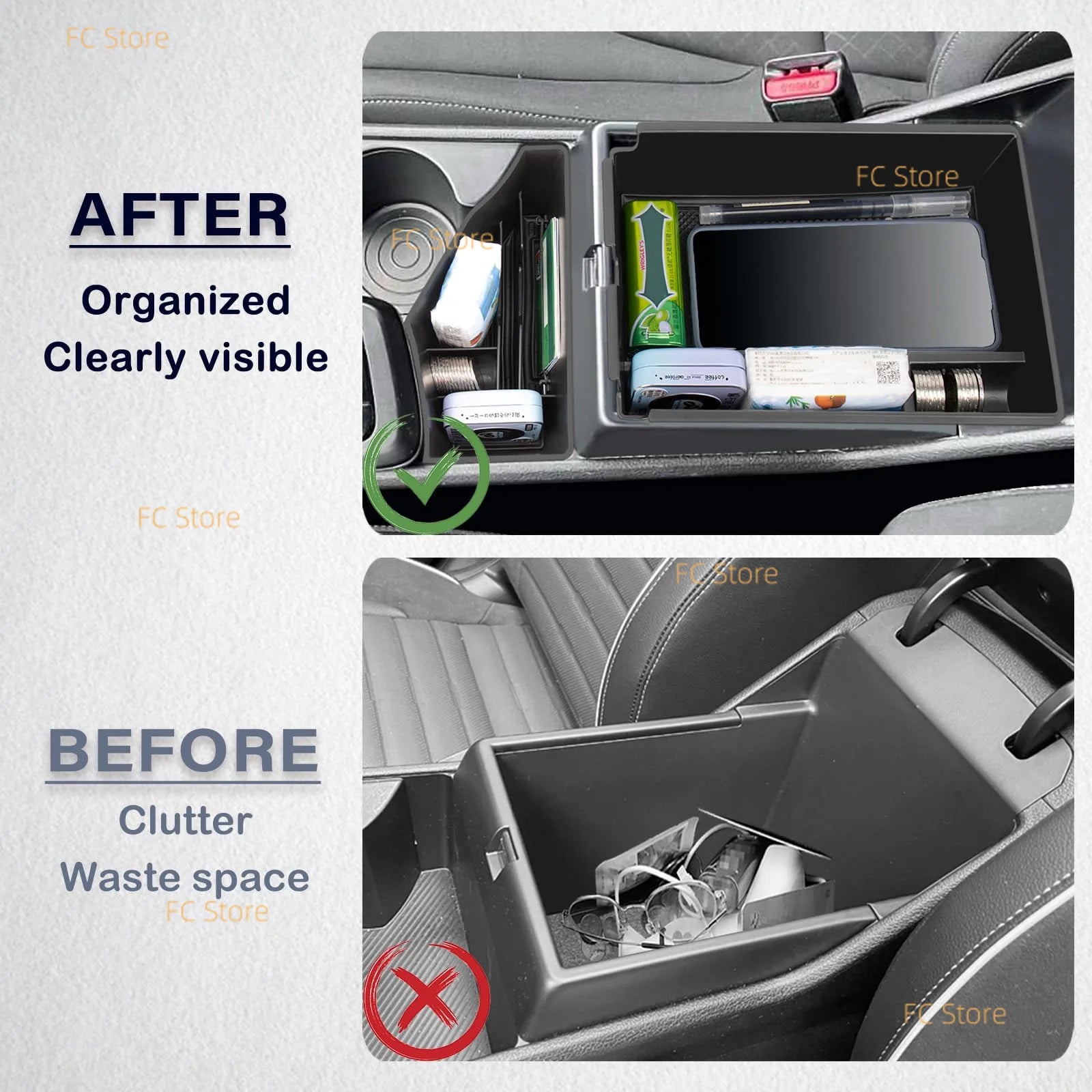 For Kia For Sportage NQ5 Hybrid 2023-2025 Center Console Organizer Armrest Storage Box Middle Insert Tray Interior Accessories