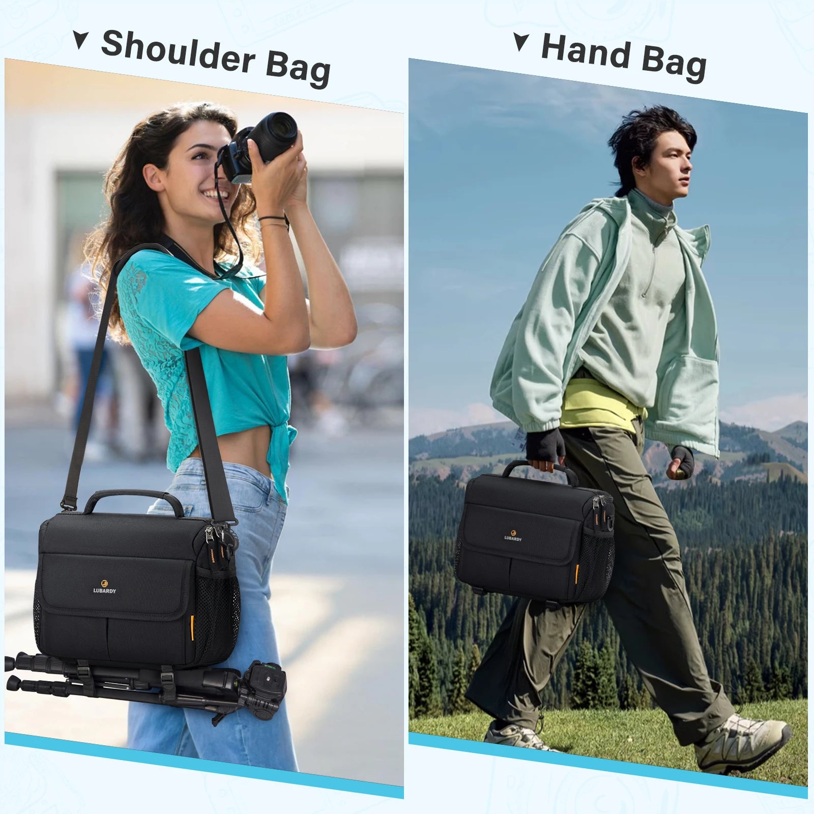 RAINSMORE Camera Bag Small Camera Sling Bag Waterproof Camera Case with Tripod Holder Compact Camera  Crossbody Bag