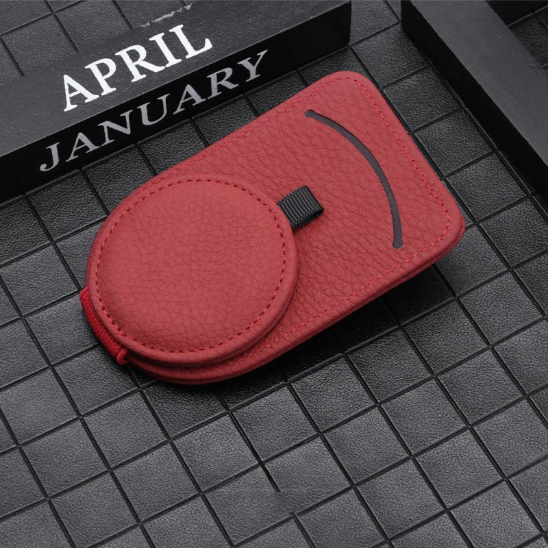 PU Leather Glasses and Card Holders in Car Magnetic Sunglass Frame Eyeglass Hanger Clip for Car Sun Visor Car Glasses Frame